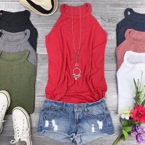 NEW NWT Boutique Medium Red Racerback Sleeveless Rib Knit Tank Top